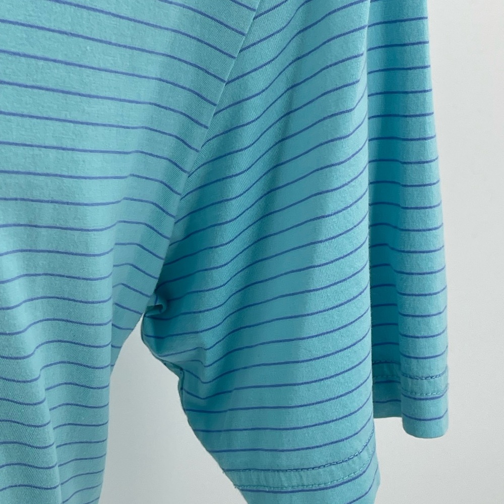 Peter Millar Summer Comfort Polo Shirt Men's Large L Aqua‎ & Blue Striped - Picture 7 of 8